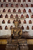 Vientiane, Laos - Wat Si Saket, The gallery around the sim houses thousands of Buddha statues in various mudras, dating  from the 16th century. 